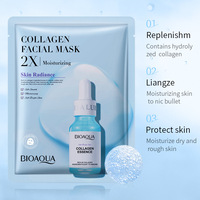 Masques faciaux professionnels BIOAQUA Private Label Propylene Plycol, soin à l'acide hyaluronique, masque facial en feuille organique anti-âge