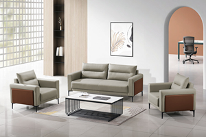 Venta directa de fábrica recepción oficina de negocios sofá 1 + 1 + 3 asientos de cuero genuino sala de estar Oficina sofá reclinable conjunto - Product Image 3