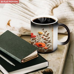 Heat Sensitive <b>Ceramic</b> <b>Mug</b> 11oz Color Changing Magic Tea Cup Frosted Black Coated Blank Design - Product Image 3