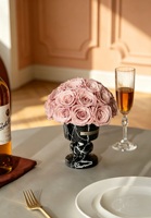 Handgemaakte vaas met 22 geconserveerde rozen, zwarte marmeren voet, onsterfelijke roos, tafeldecoratie, cadeau voor Valentijnsdag, verjaardag, bruiloft, Moederdag
