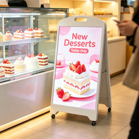Panneau LED pliable portable avec roues, affiche numérique LED intelligente Android pour la publicité extérieure commerciale