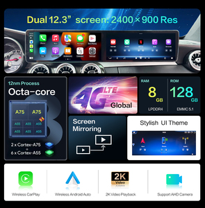 Sistema de Pantalla Dual de 12.3 Pulgadas con Carplay, Unidad Principal de Repuesto para Mercedes Benz GLC X253 C W205, Pantalla Táctil, Radio, Navegación - Product Image 5