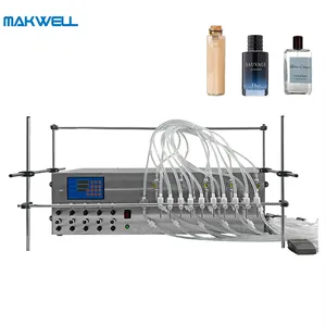 MAKWELL-10 boquillas, máquina de llenado de líquido, aceite esencial, zumo, Perfume semiautomático