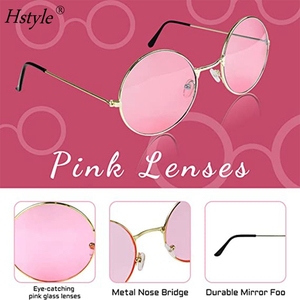 L'ensemble de costumes hippie rose comprend un collier de signe de paix et des boucles d'oreilles <span class=keywords><strong>bandeau</strong></span> couronne de fleurs et lunettes de soleil accessoires des années <span class=keywords><strong>70</strong></span> HS1420 - Product Image 5