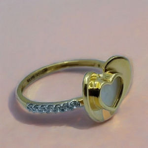 Élégante bague en or 22 carats en forme de cœur avec bande ornée de diamants pour femme, cadeau de bijoux fins romantiques - Product Image 4