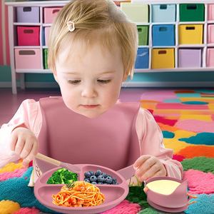 Tùy Chỉnh Toddler Ăn Món Ăn Đồ Dùng Dễ Thương Bé Tấm Bộ Đồ Ăn Bộ Silicone Ăn Bát Cho Trẻ Em Trẻ Em Ăn Thực Phẩm Phục Vụ - Product Image 3