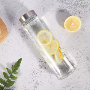 Custom Logo Clear Water <strong>Bottle</strong> Glass Custom Logo <strong>Sparkling</strong> Water Glass <strong>Bottle</strong> Clear Glass Water <strong>Bottle</strong> With Steel Lid - Product Image 2
