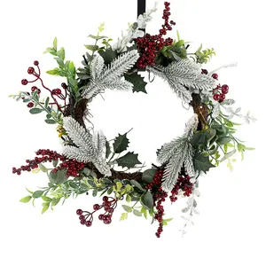 Kerst Krans Voor Voordeur Kerstmis Rode Bessen Krans Met Dennenappels Eucalyptus Bladeren Kerst Hangende Decoraties