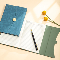 Boîte-cadeau de carnet de notes A5 à boutons avec logo personnalisé Journal en cuir à couverture rigide simple Reliure thermique Enregistrement de réunion d'affaires 100 feuilles