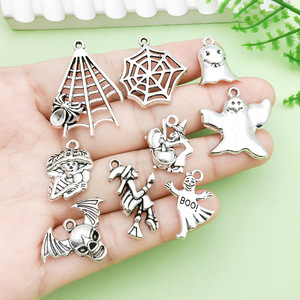 Pendentif breloque Halloween en alliage d'argent antique, formes variées, accessoire de fabrication de bijoux DIY - Product Image 1