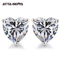 Boucles d'oreilles Atta 3ct, couleur D, VVS, forme cœur, 9*9mm, moissanite, argent sterling 925, cadeau fantaisie pour elle, haute qualité