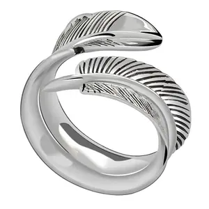 Cheap Personalized Handmade Vintage Feather 925 Sterling Silver Jewelry Men Rings