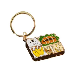 На заказ креативное японское блюдо для суши, блюдо для суши, золотое покрытие, цинковый сплав, твердая эмаль, брелок для ключей, Подарочный кулон
