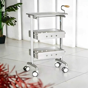 Modern Stainless Steel Salon Storage Cart with Double-Sided <b>Tool</b> Cabinet 4-Wheel High-End Hair Bar Cart for Hotel Beauty Salons - Product Image 1
