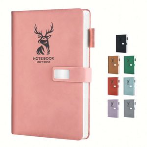 Cuaderno A5 Personalizado de Cuero PU, Diario de 160 Páginas, Cierre Magnético, Páginas Rayadas Resistentes al Agua, Calendario con Vista Semanal para Estudiantes - Product Image 1