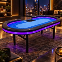 Table de poker pliante YM Texas Hold 'em avec table de poker pliante rembourrée en cuir pour jeux de casino