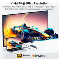 Hub USB-C 10 Gbps, station d'accueil 4K 60 Hz, sortie vidéo USB-C, charge PD 100 W, répartiteur de données USB 3.1 pour MacBook, PC portable