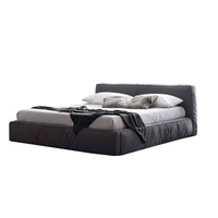 Lit king size en tissu de haute qualité, design italien, avec rangement, cadre en bois massif, meubles de chambre à coucher modernes et élégants