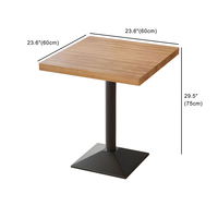Ensemble de tables à manger de restaurant compactes en bois massif de style moderne pour l'extérieur, robustes, avec base carrée, 70x70