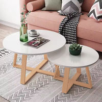 Table basse élégante à assemblage sans joint avec joint caché, table ronde en bois pour la décoration du salon