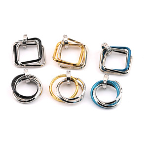 Pendentif géométrique en alliage à trois anneaux pour la fabrication de colliers, formes carrées et circulaires, composants de bijoux en métal plaqué - Product Image 1