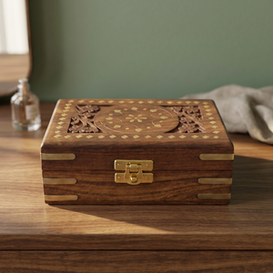 Handcrafted Sheesham Wood <b>Decorative</b> <b>Storage</b> <b>Box</b> With Natural Grain Finish <b>For</b> Jewelry Trinkets Keepsakes Accessories And Home - Product Image 1