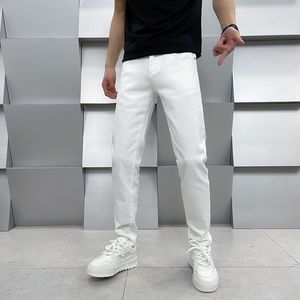 2025 pantalons décontractés de printemps pour hommes blanc et <span class=keywords><strong>noir</strong></span> jean chic lâche et polyvalent conception droite tissu Denim avec lavage moyen - Product Image 3