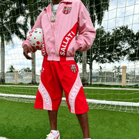 Ensemble de survêtement personnalisé à panneaux contrastants avec lettres imprimées, coupe-vent court et short à taille élastique pour homme – Tenue décontractée et sportive