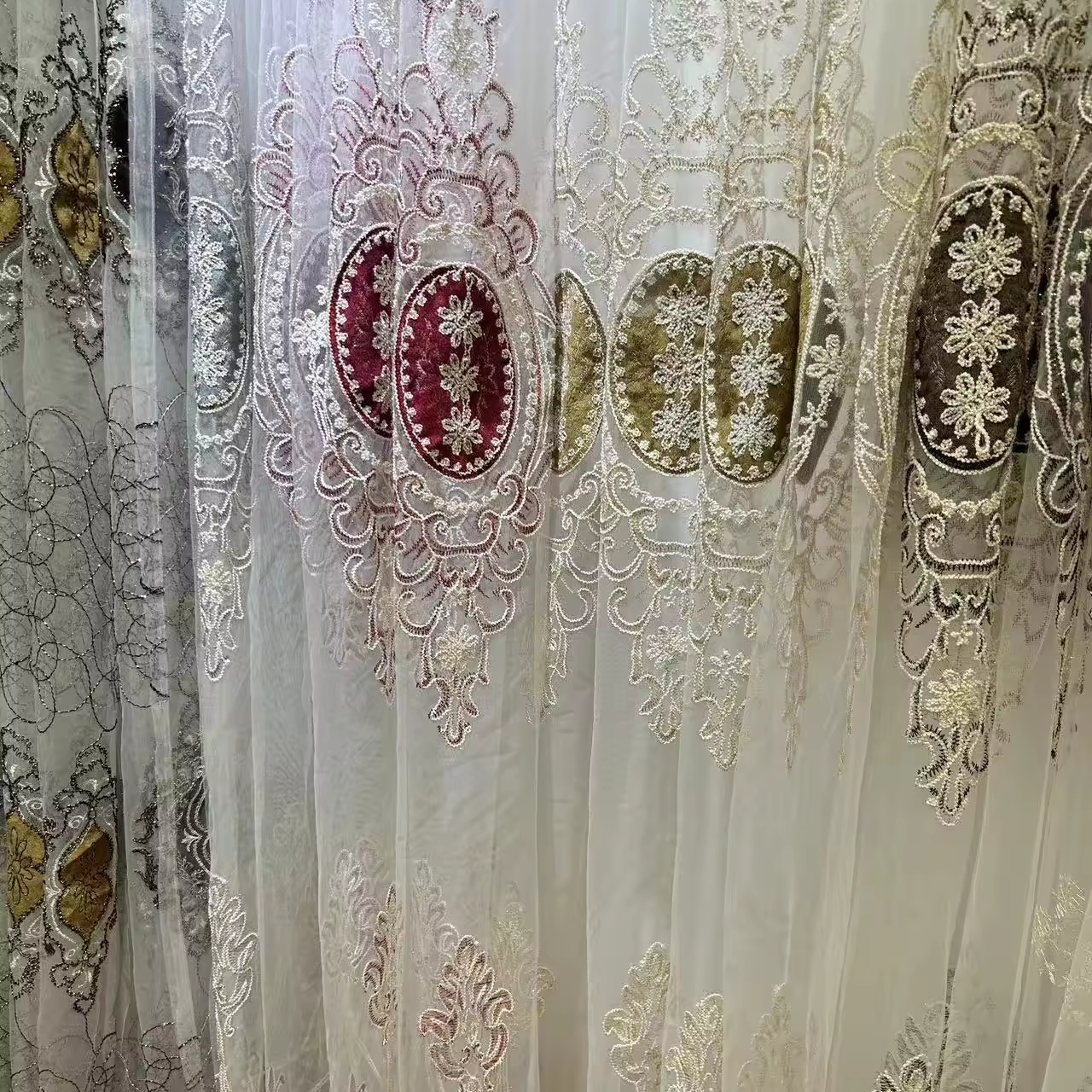 Sheering Blackout Curtain Fabric Wholesale Style High Quality Custom Design Lightweight 200-400gsm Embroidery Polyester Woven