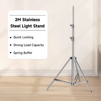 Trépied de studio en acier inoxydable épaissi de 2 m pour éclairage photographique, support de lumière pour tube de 25/22/19 mm, pour éclairage vidéo COB et boîte à lumière