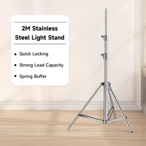 Trépied de studio en acier inoxydable épaissi de 2 m pour éclairage photographique, support de lumière pour tube de 25/22/19 mm, pour éclairage vidéo COB et boîte à lumière - Product Image 1