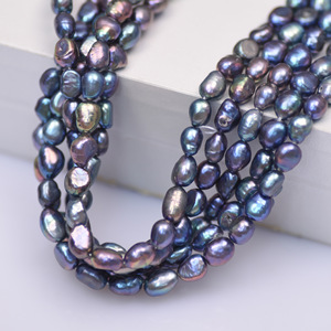 Perlas de agua dulce barrocas teñidas de perlas sueltas negras de <span class=keywords><strong>8mm</strong></span> al por mayor para la fabricación de joyas - Product Image 2