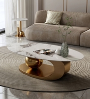 Table basse convertible, extensible, mobile, petite, moderne, en fer et acier, avec plateau en pierre, pliable, de luxe, pour salon, chambre, maison