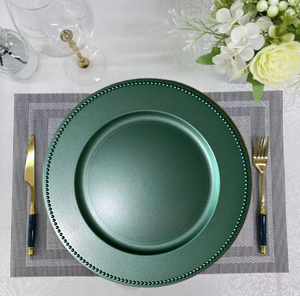 Assiettes rondes de luxe écologiques lavables de 13 pouces en plastique perlé <span class=keywords><strong>rouge</strong></span> pour mariage, traiteur, événement, fête - Product Image 5