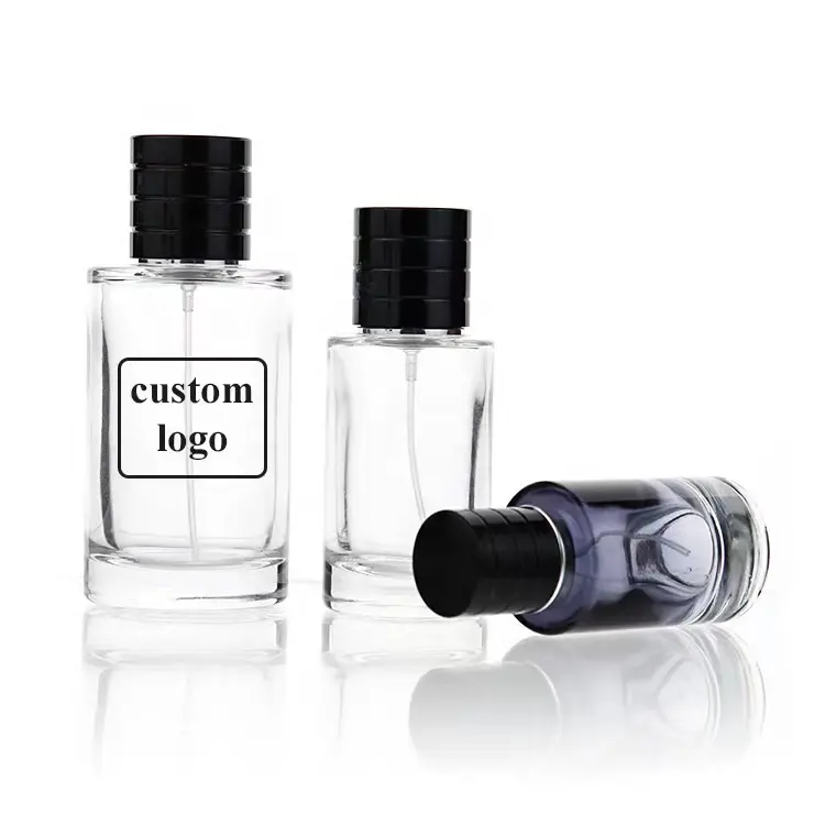 Perfume Essential Oil Atomizer Sliver Fine Mist Spray Glass bottles packaging 30ml 50ml 100ml with unique cap