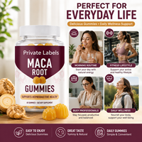 Gummies à mâcher en vrac, personnalisables ODM, marque privée, à base de racine de Maca naturelle du Pérou, pour soutenir la santé reproductive, complément alimentaire à base de Maca