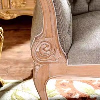 Fauteuil de salon impérial en bois massif de style américain, avec revêtement en tissu, pour chambre à coucher, luxe européen, sculpté, individuel