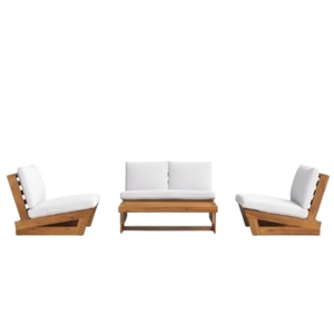 Lujoso Conjunto de Sofás Modernos para Exteriores de Teca Maciza de 4 Plazas con Cojines Duraderos, Resistentes a la Intemperie, Cómodos y Elegantes - Product Image 3