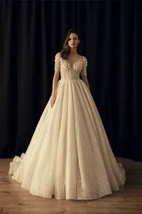 Cao quý cô dâu 2023 Bộ sưu tập mới Boho Wedding Dresses đầy đủ ren đính tinh tế Sheer ren corset Bridal Wedding gown