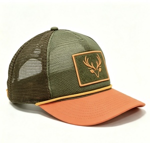 Wholesale Custom Hunting Trucker <b>Hat</b> Mesh <b>Hat</b> With Patch Embroidery Logo Rope Detail Two Tone Outdoor Baseball <b>Cap</b> Snapback <b>Cap</b> - Product Image 2