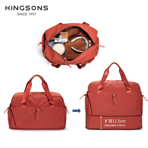 Kingsons Expandable Gym Bag 4.5inch Adjustable Capacity Water Resistant Yoga Travel Tote Red - Product Image 1