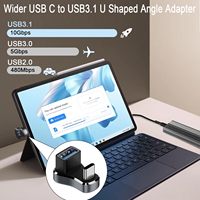 Coque en alliage d'aluminium en forme de U 140W Type C mâle vers USB a femelle Adaptateur 20Gbps Faster Gamer Phone Pad Data Transfer Connector