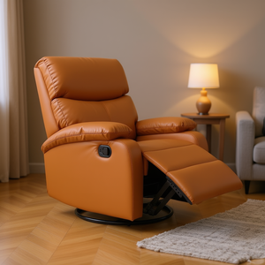 Poltrona Reclinabile Elettrica Homeera in Pelle Giallo-Bruneo 159x85x86cm, Sedia Contemporanea da Soggiorno con Reclinazione Motorizzata - Product Image 2