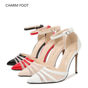 Comercio exterior <span class=keywords><strong>Amazon</strong></span> Versión coreana Dulce Boca poco profunda Hilo puntiagudo Red Hollow Cinturón de un lado <span class=keywords><strong>Sandalias</strong></span> de tacón alto Grande - Product Image 1