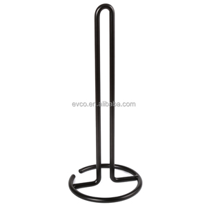 Soporte de papel de toalla vertical de hierro forjado de alta resistencia, superficie recubierta de polvo negro - Product Image 2