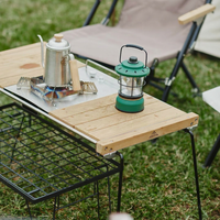 Table de camping pliable multifonctionnelle en teck birman Areffa avec structure en fer, pour le glamping et les repas en plein air