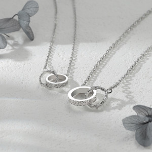 Double Ring Necklace Zinc Alloy Geometric Lovers Charm Gift For Couples - Product Image 2