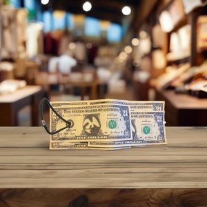 Boshiho Printed 100 Dollar Bill Genuine Leather <b>RFID</b> Blocking Vintage Bifold Short Credit Card Holder Organizer <b>Wallets</b> Print - Product Image 2