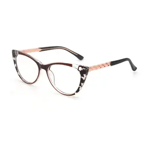 Factory Customized High Quality TR90 Women's Anti Blue Light Spring Hinge Cat's Eye Optical Glasses