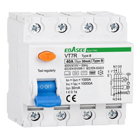 Interruptor de Circuito Diferencial EBASEE Tipo B 40A/63A/100A 30mA 4 Polos CC 6mA para Cargador de Vehículos Eléctricos
